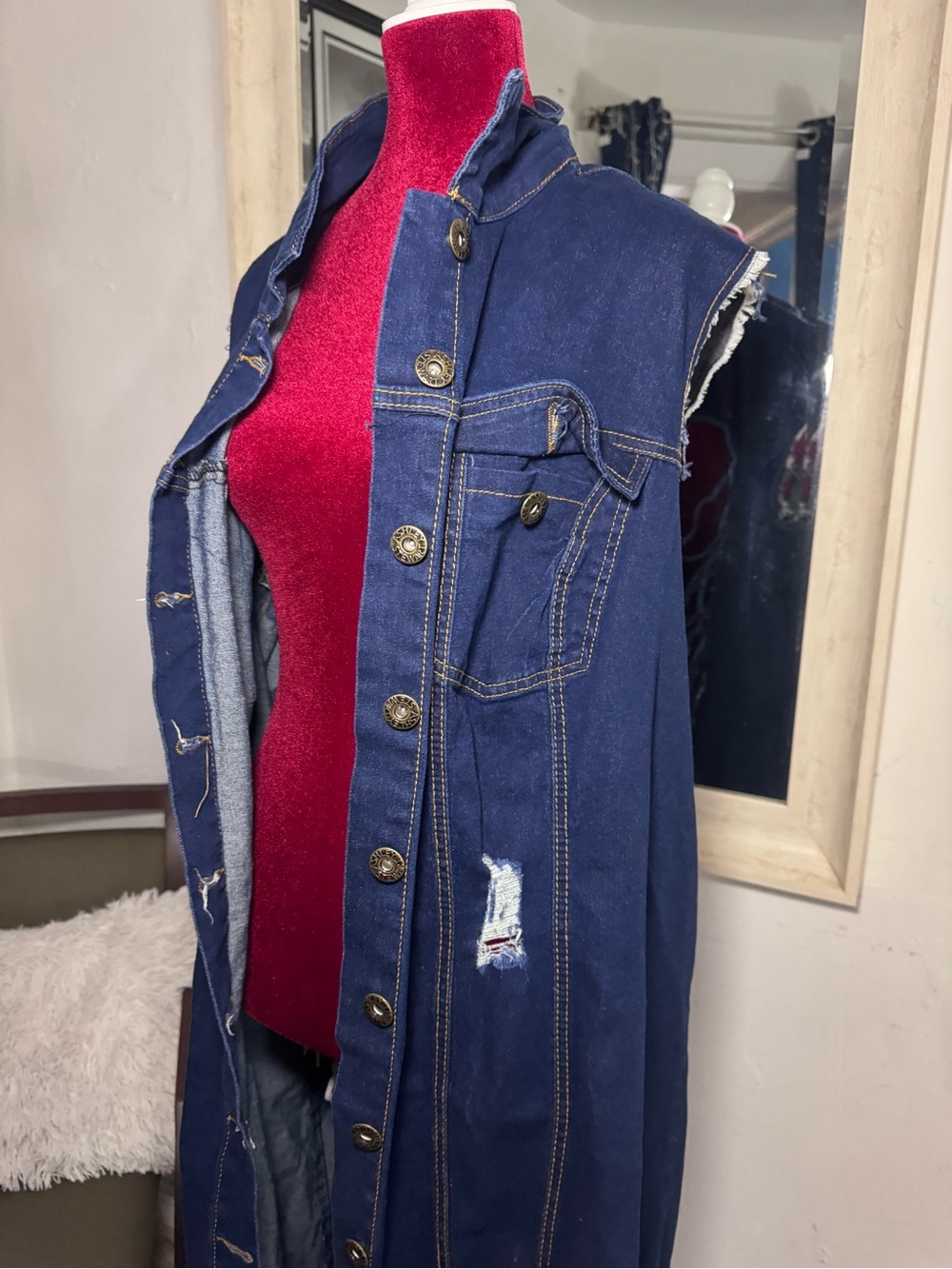 Ashley Stewart Dark Blue Denim Jeans with Contrast Stitching